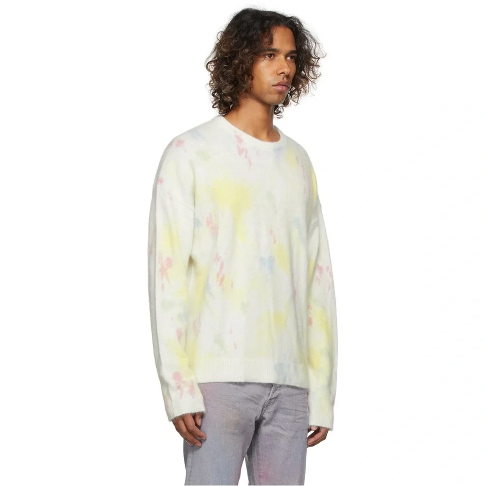 John Elliott Angora Crew Sweater in Ivory Skittles, size 3
